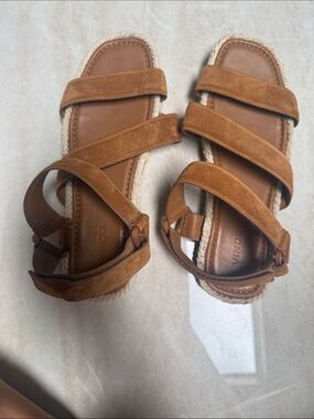 Vince Tan Suede Strappy Espadrille Sandals